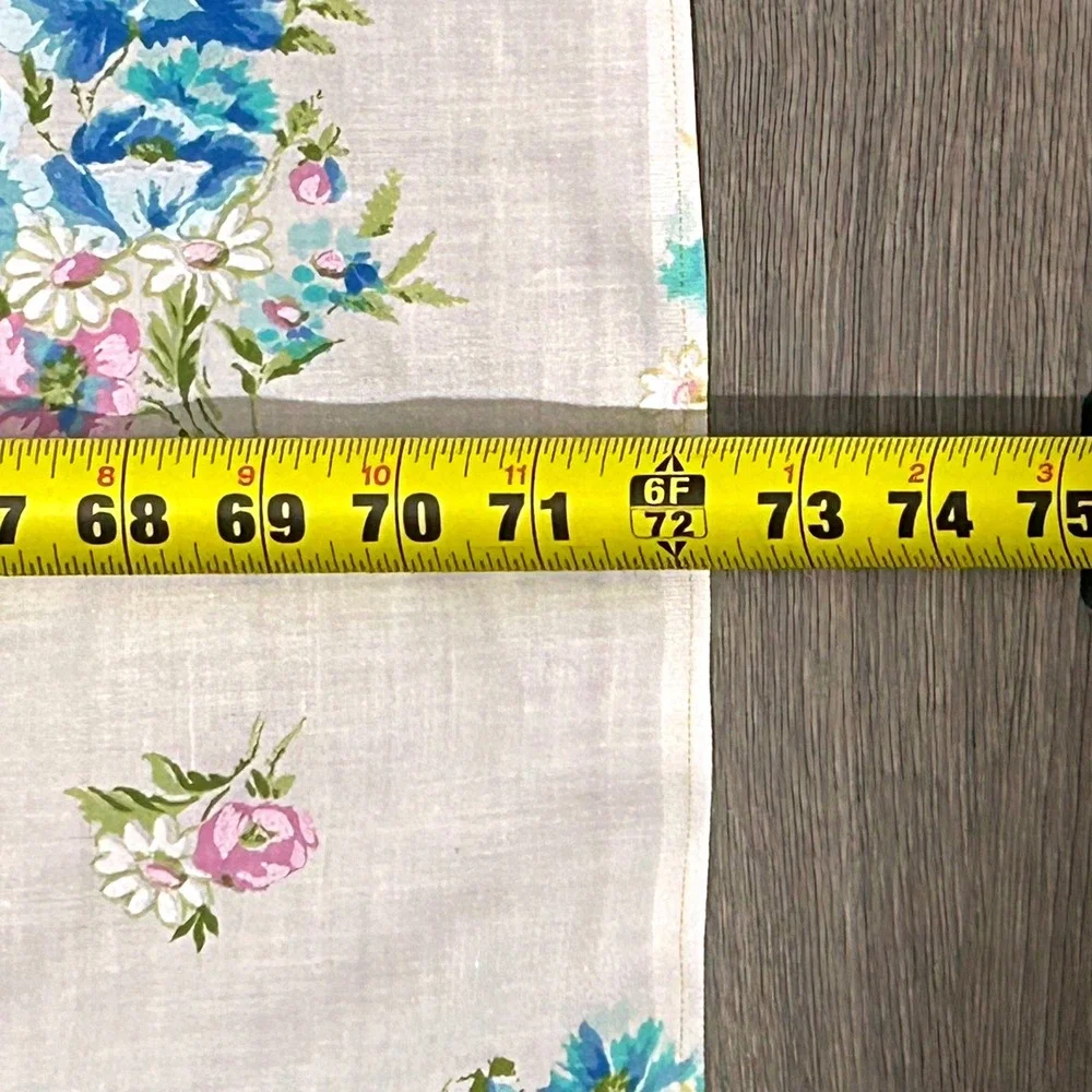 Vintage Springmaid Marvelaire Twin Flat Sheet White Blue Pink Floral Muslin USA